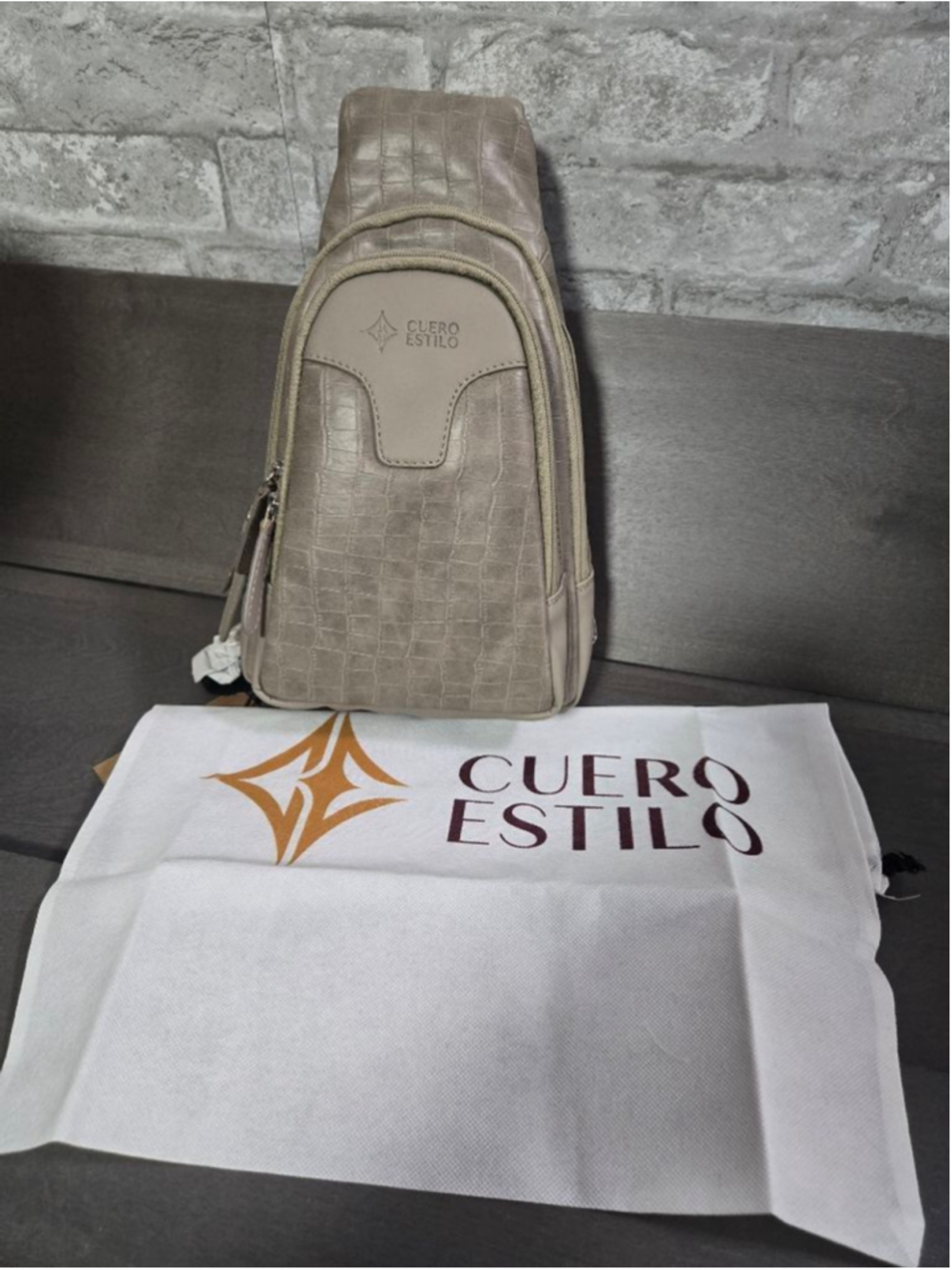 CUERO ESTILO Beige Crocodile Embossed Sling Backpack One Size